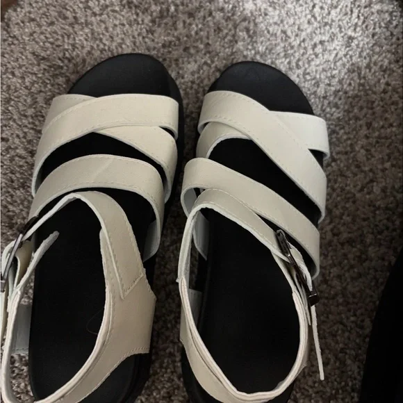 Women's White Strappy Sandals - Picture 2 of 2
